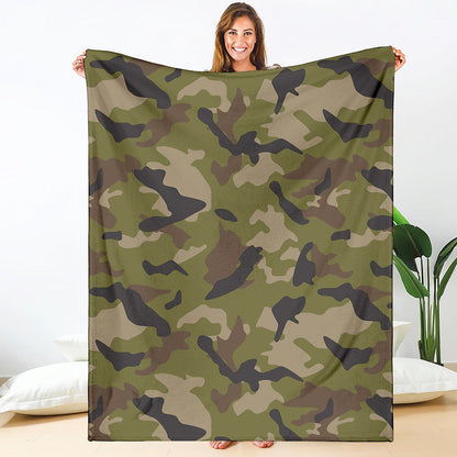 Desert Green Camouflage Print Blanket