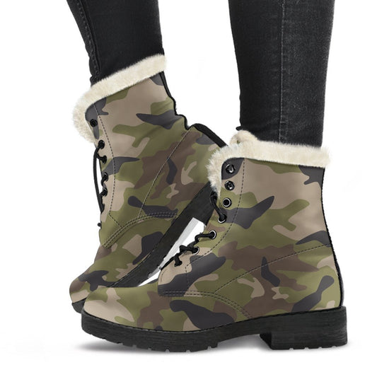 Desert Green Camouflage Print Comfy Boots GearFrost