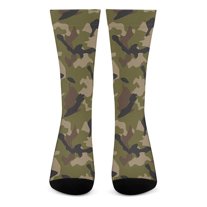Desert Green Camouflage Print Crew Socks