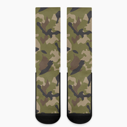 Desert Green Camouflage Print Crew Socks