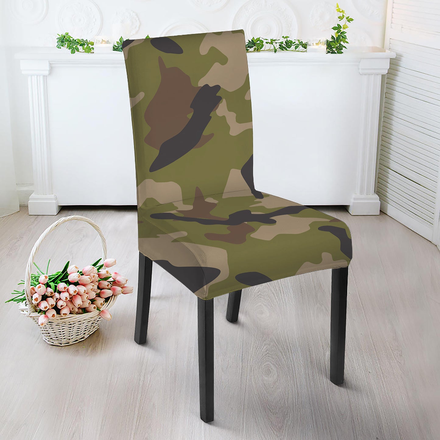 Desert Green Camouflage Print Dining Chair Slipcover
