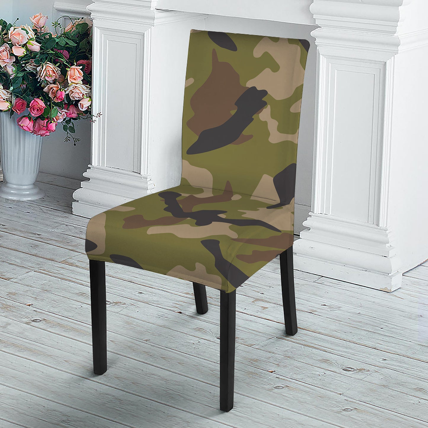 Desert Green Camouflage Print Dining Chair Slipcover