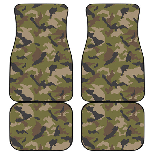 Desert Green Camouflage Print Front and Back Car Floor Mats