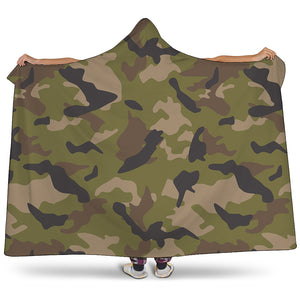 Desert Green Camouflage Print Hooded Blanket