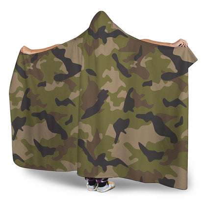 Desert Green Camouflage Print Hooded Blanket