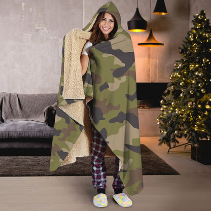 Desert Green Camouflage Print Hooded Blanket