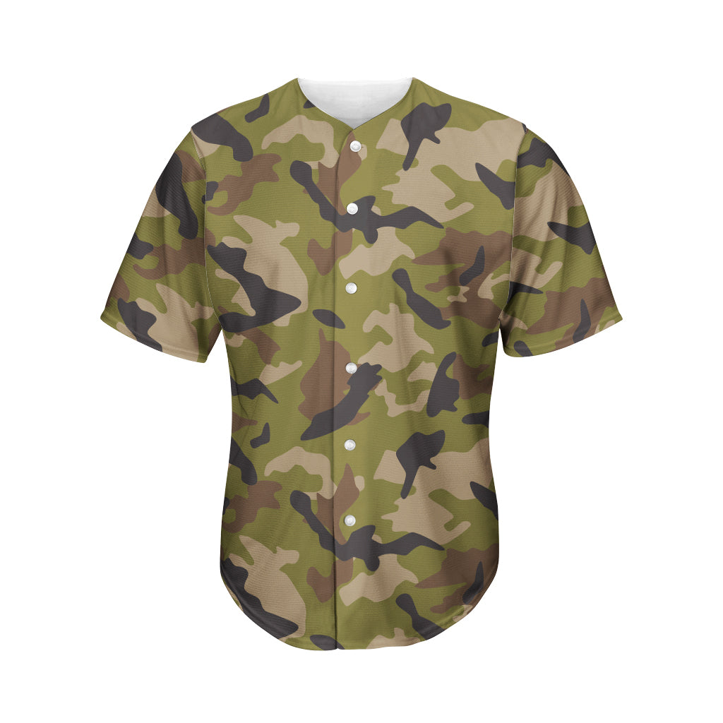 Desert Green Camouflage Print Men's Baseball Jersey