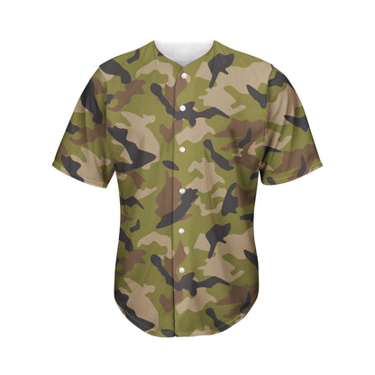 Desert Green Camouflage Print Men's Baseball Jersey