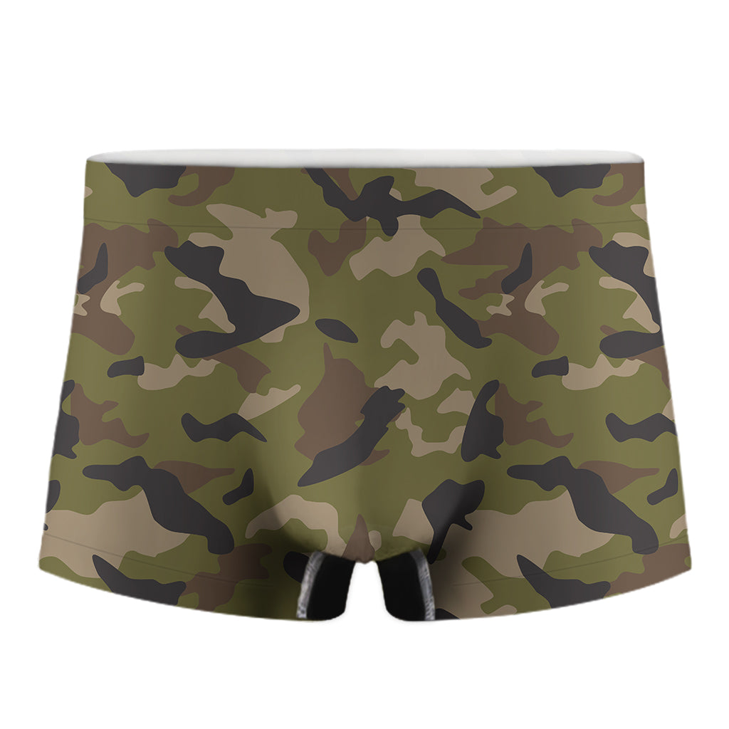 Desert Green Camouflage Print Men's Boxer Briefs