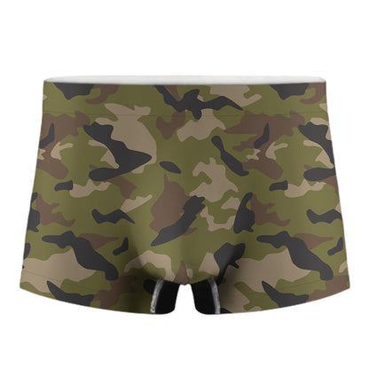 Desert Green Camouflage Print Men's Boxer Briefs