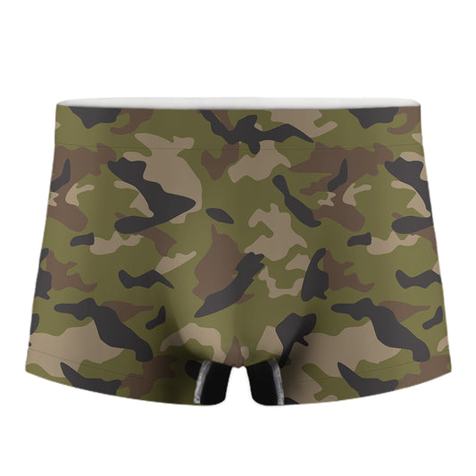 Desert Green Camouflage Print Men's Boxer Briefs