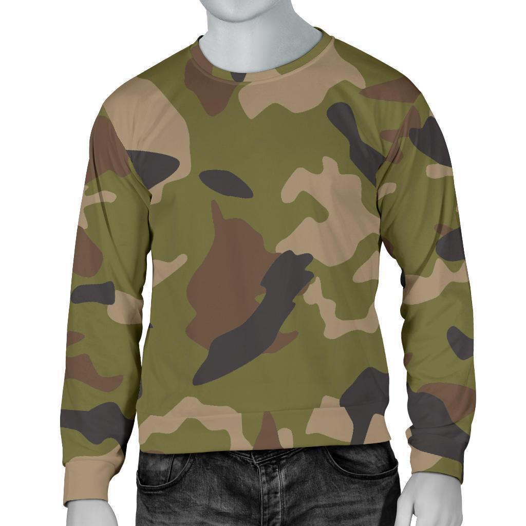 Desert Green Camouflage Print Men's Crewneck Sweatshirt GearFrost