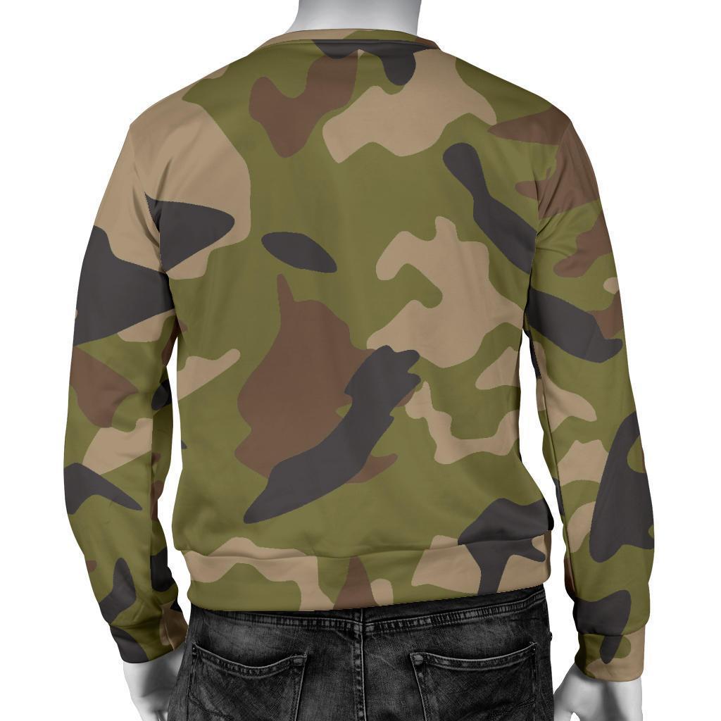 Desert Green Camouflage Print Men's Crewneck Sweatshirt GearFrost