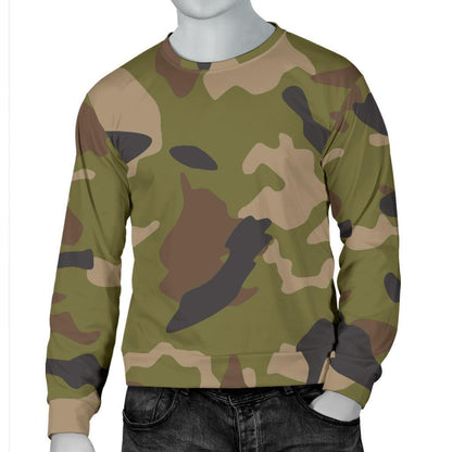 Desert Green Camouflage Print Men's Crewneck Sweatshirt GearFrost