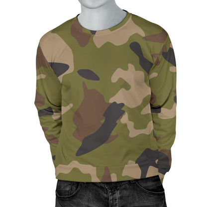 Desert Green Camouflage Print Men's Crewneck Sweatshirt GearFrost
