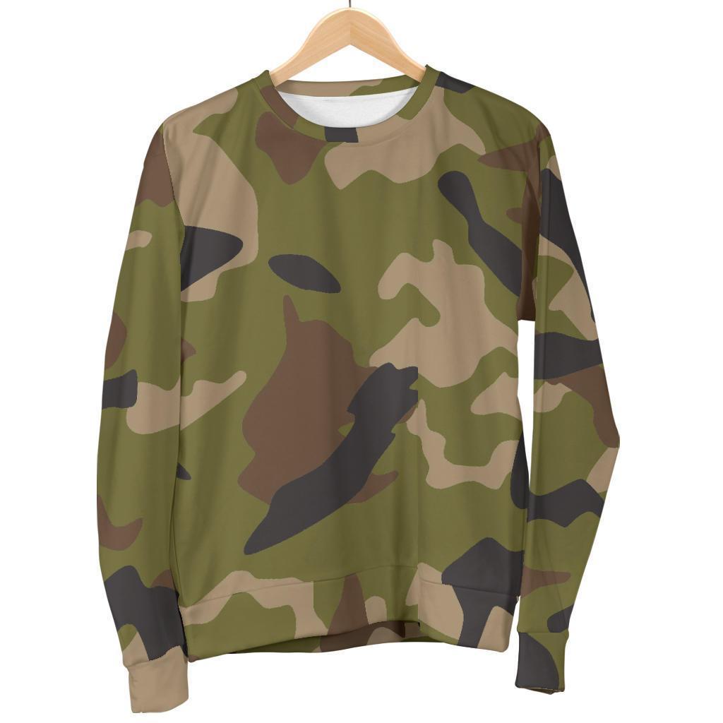 Desert Green Camouflage Print Men's Crewneck Sweatshirt GearFrost