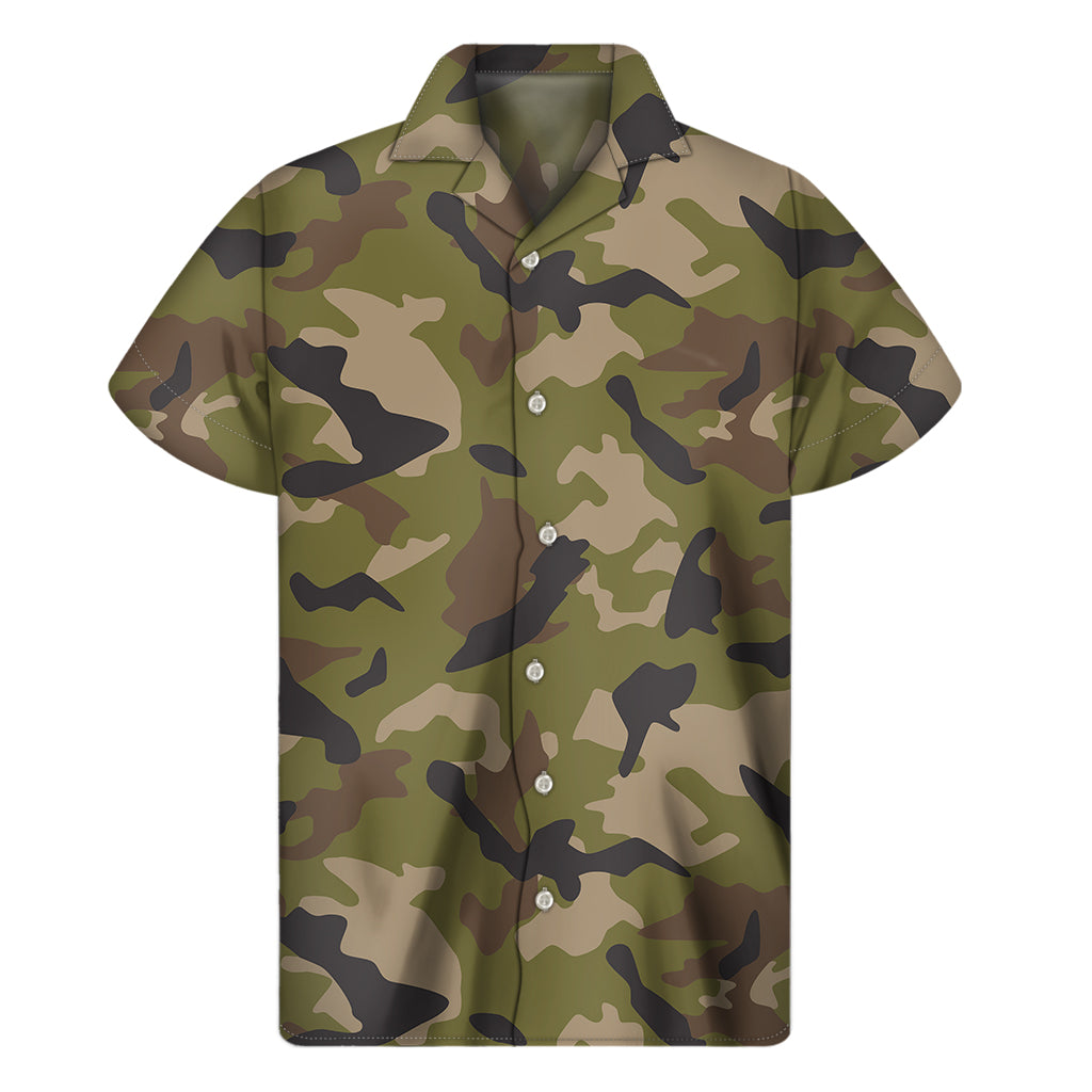 Desert Green Camouflage Print Men's Short Sleeve Shirt