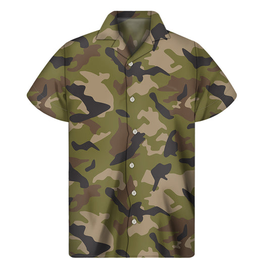 Desert Green Camouflage Print Men's Short Sleeve Shirt
