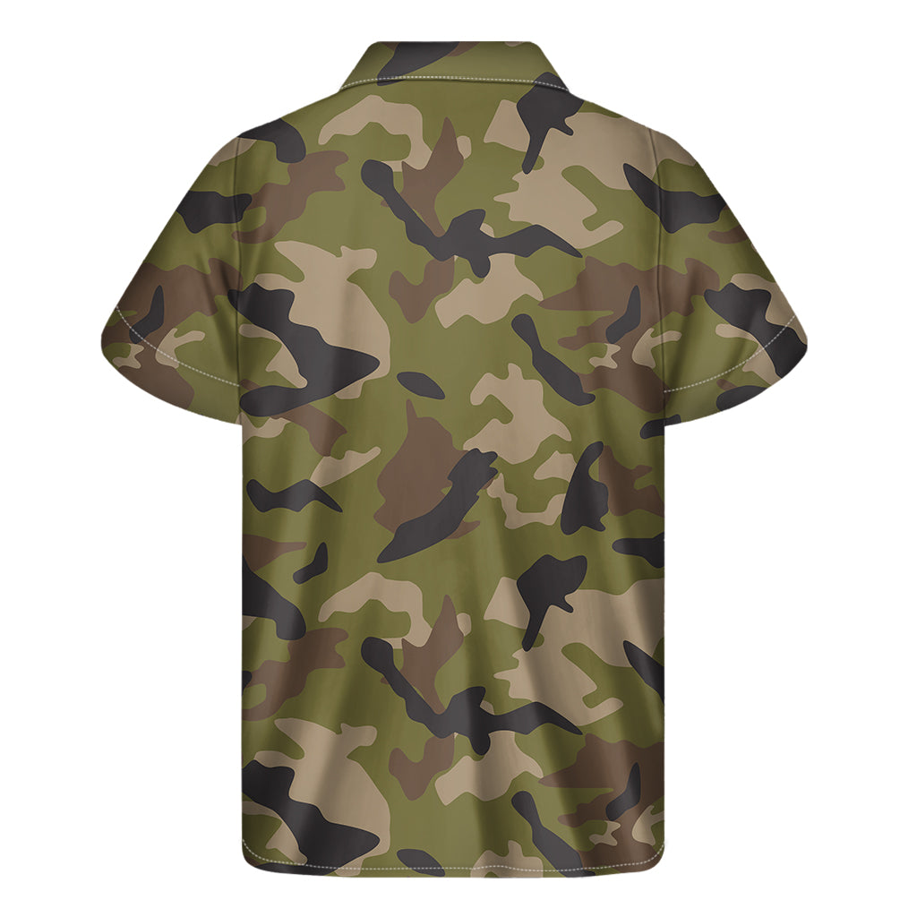 Desert Green Camouflage Print Men's Short Sleeve Shirt