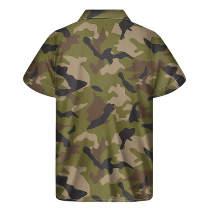 Desert Green Camouflage Print Men's Short Sleeve Shirt