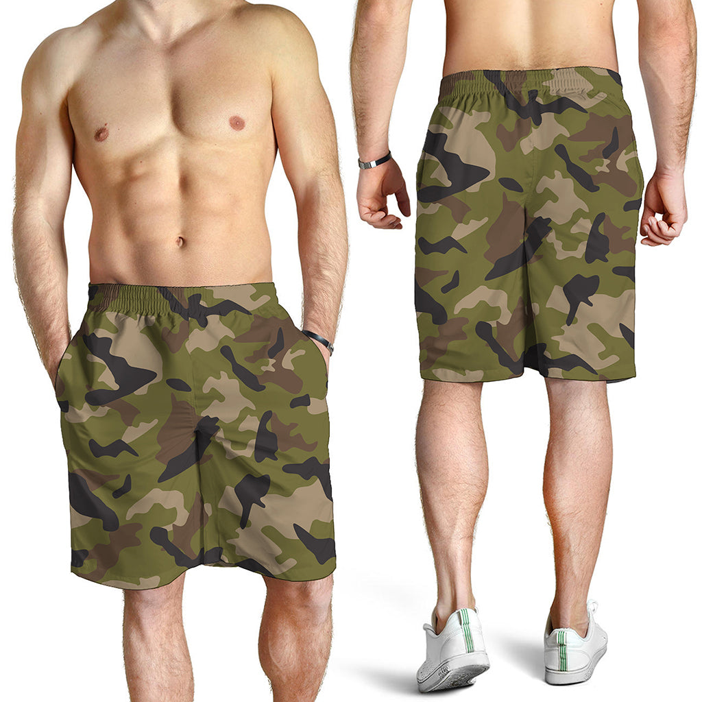 Desert Green Camouflage Print Men's Shorts