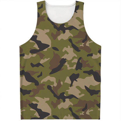 Desert Green Camouflage Print Men's Tank Top