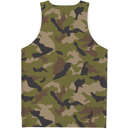 Desert Green Camouflage Print Men's Tank Top