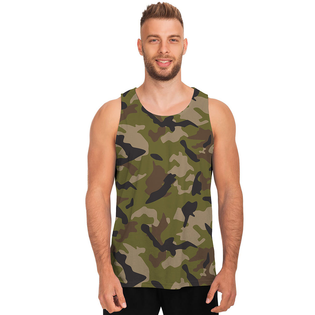 Desert Green Camouflage Print Men's Tank Top