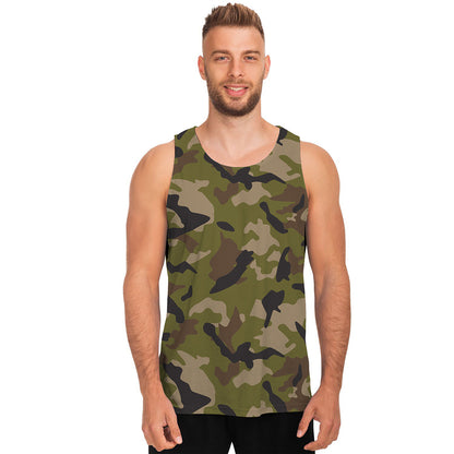Desert Green Camouflage Print Men's Tank Top