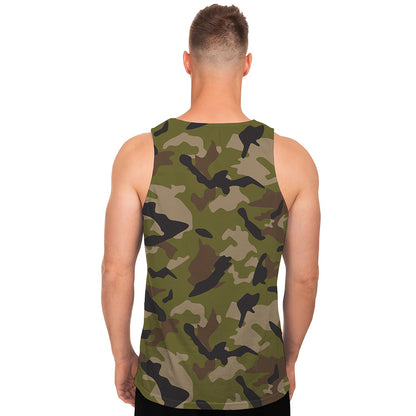 Desert Green Camouflage Print Men's Tank Top
