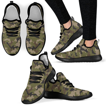 Desert Green Camouflage Print Mesh Knit Shoes GearFrost