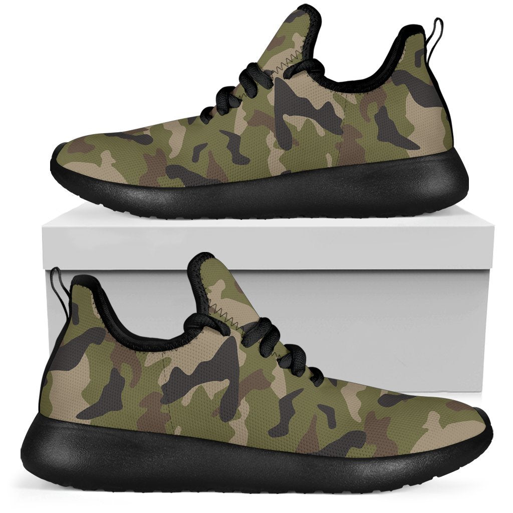 Desert Green Camouflage Print Mesh Knit Shoes GearFrost