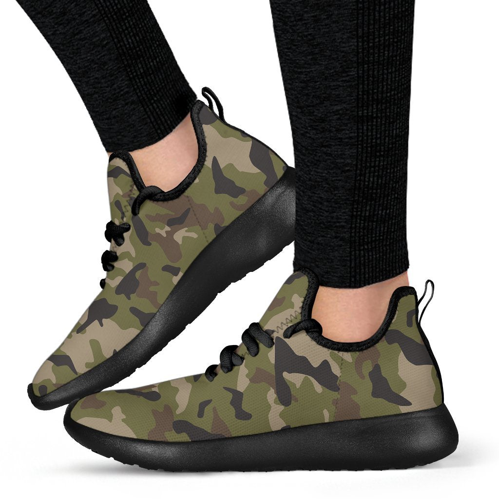 Desert Green Camouflage Print Mesh Knit Shoes GearFrost