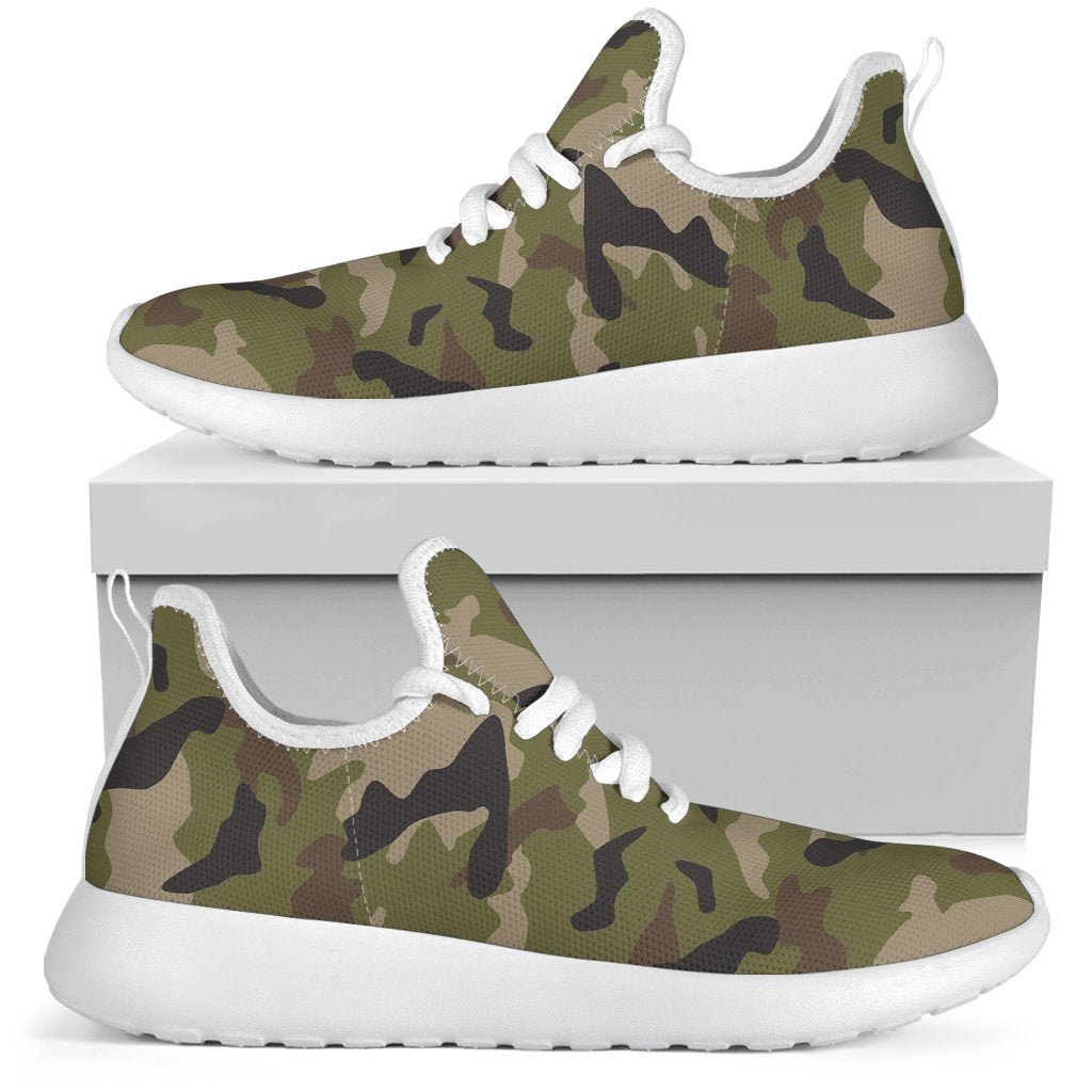 Desert Green Camouflage Print Mesh Knit Shoes GearFrost