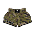 Desert Green Camouflage Print Muay Thai Boxing Shorts