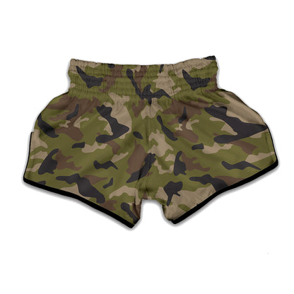 Desert Green Camouflage Print Muay Thai Boxing Shorts