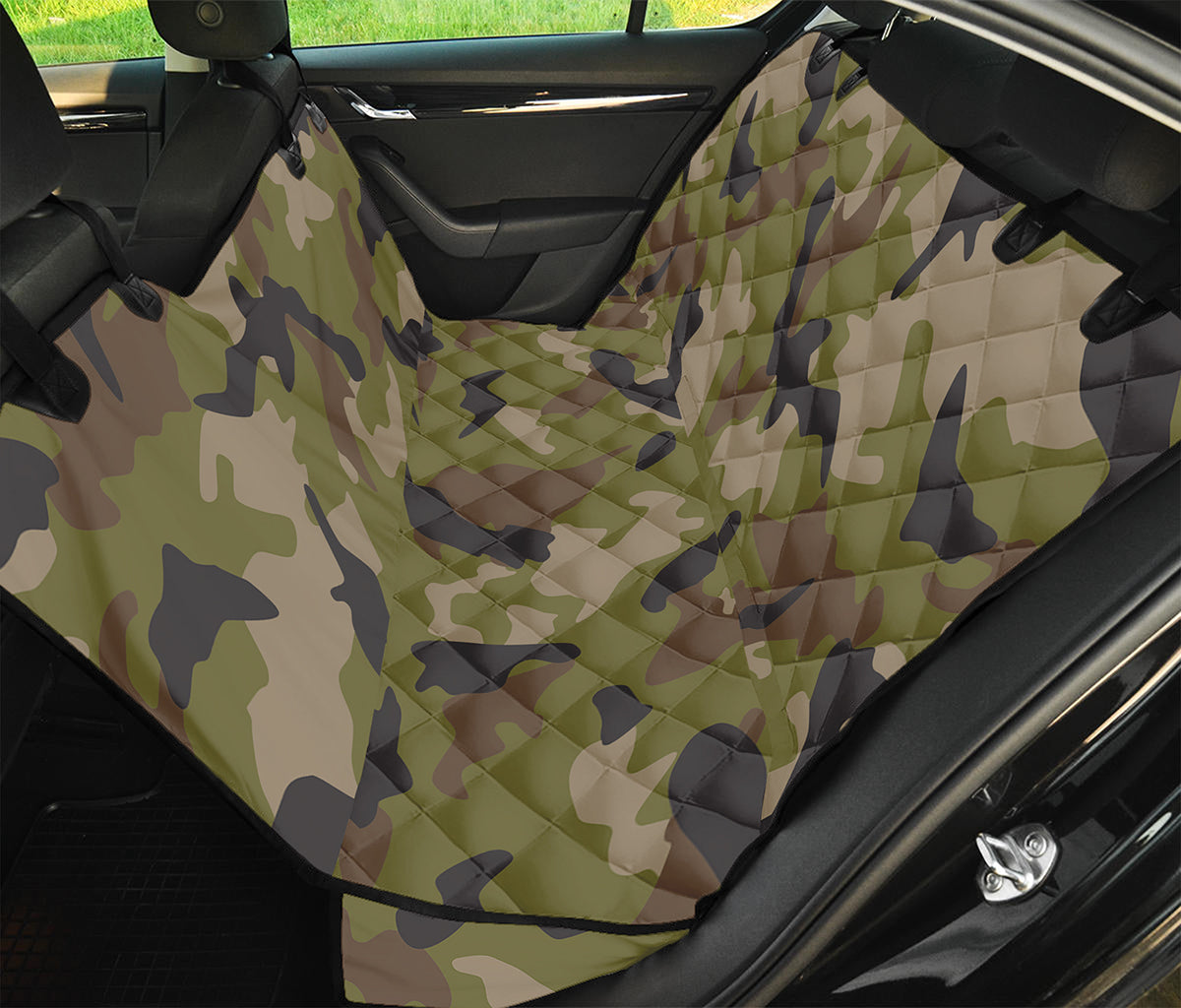 Desert Green Camouflage Print Pet Car Back Seat Cover