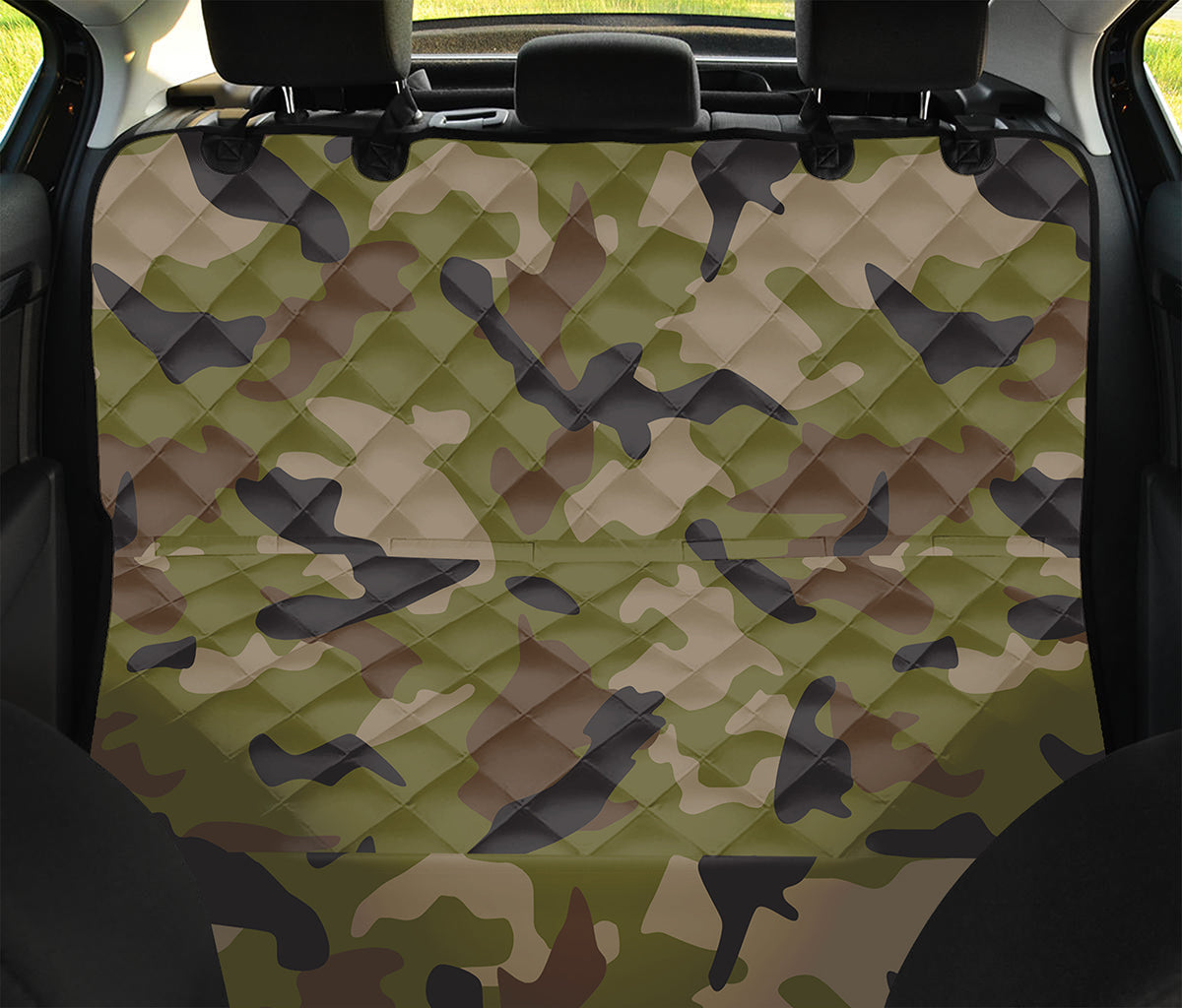 Desert Green Camouflage Print Pet Car Back Seat Cover