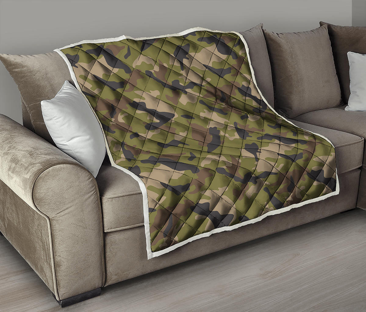 Desert Green Camouflage Print Quilt