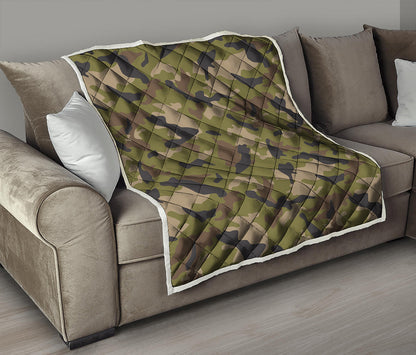 Desert Green Camouflage Print Quilt