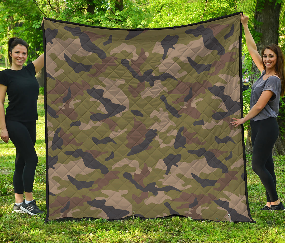 Desert Green Camouflage Print Quilt