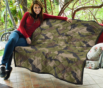 Desert Green Camouflage Print Quilt
