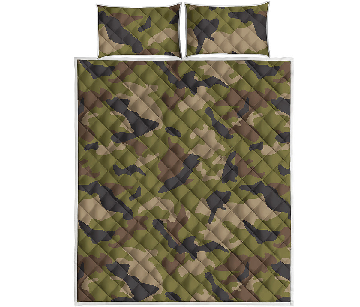 Desert Green Camouflage Print Quilt Bed Set