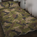 Desert Green Camouflage Print Quilt Bed Set