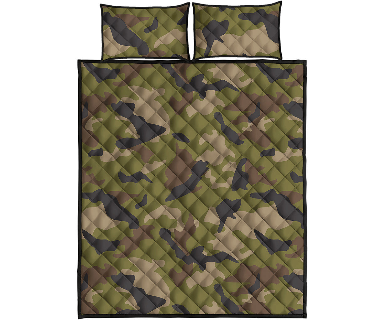 Desert Green Camouflage Print Quilt Bed Set