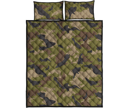 Desert Green Camouflage Print Quilt Bed Set
