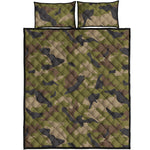 Desert Green Camouflage Print Quilt Bed Set