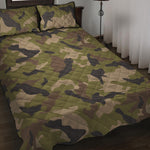 Desert Green Camouflage Print Quilt Bed Set