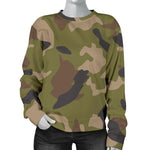 Desert Green Camouflage Print Women's Crewneck Sweatshirt GearFrost