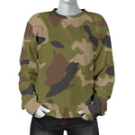 Desert Green Camouflage Print Women's Crewneck Sweatshirt GearFrost